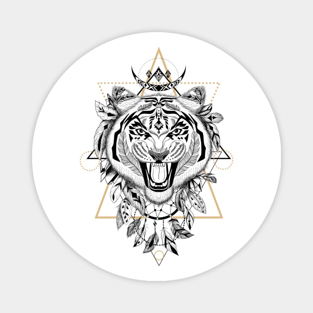 Tiger in aztec style Magnet by fears